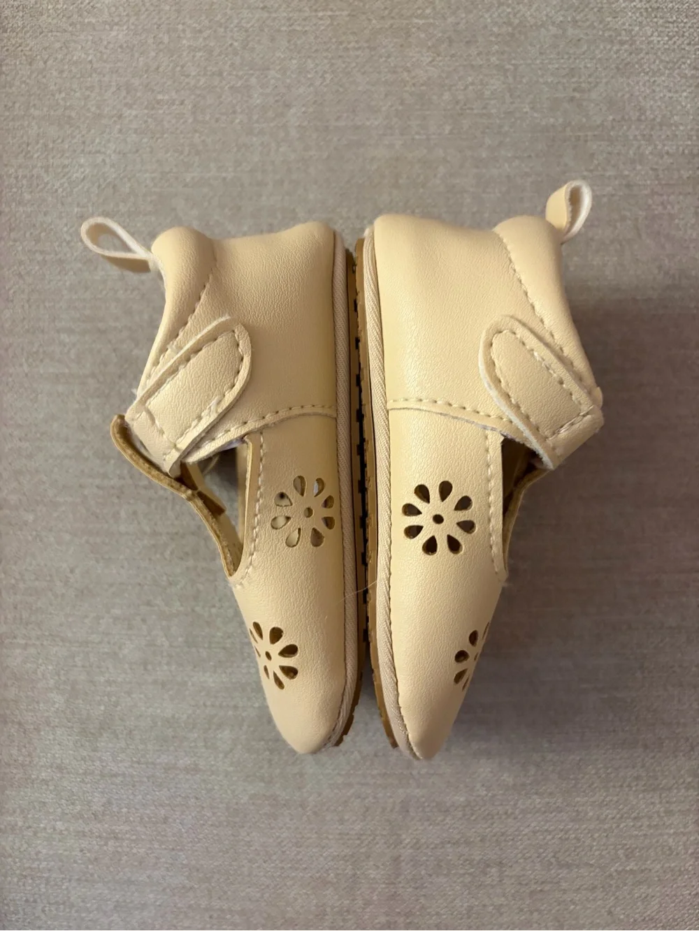 Lucky Brand Tan Baby Mary Jane Shoes with Floral Cutouts